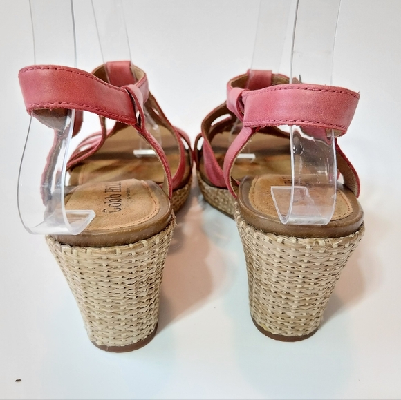 Cobb Hill by New Balance Red Leather Slingback Buckle Wedge Sandal Women Size 7M - Picture 4 of 8